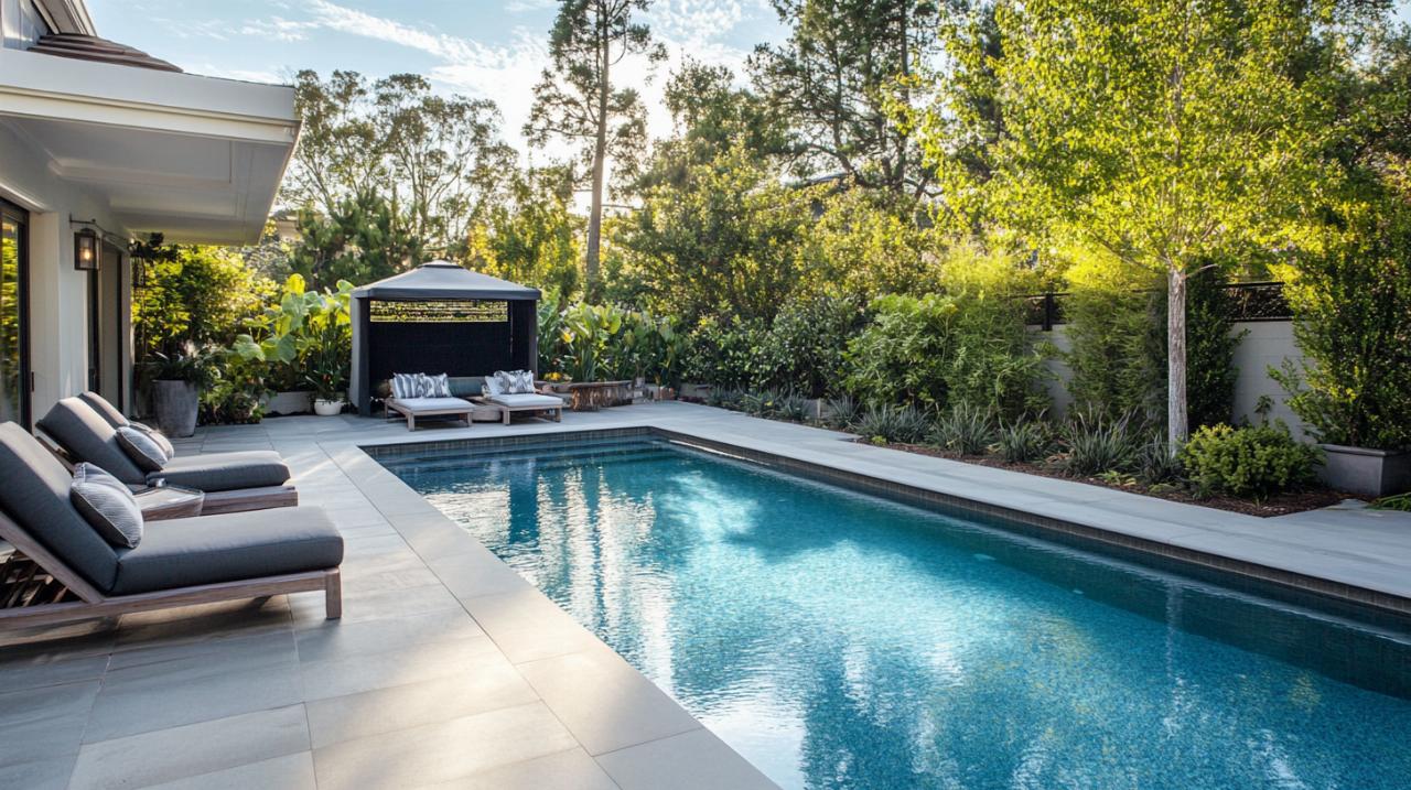 Piscine extérieure avec aménagement paysager — accessoires de piscine professionnels