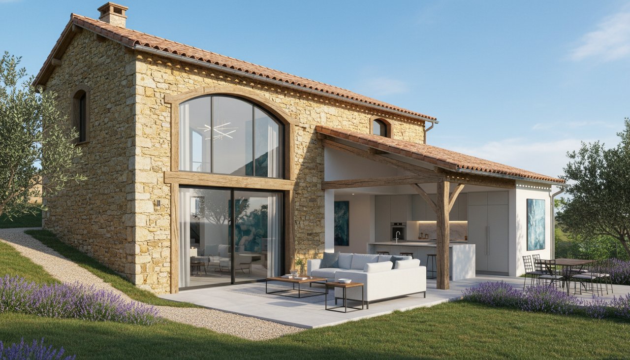 Maison de plain-pied de 100m2 entièrement rénovée avec finitions modernes dans le Languedoc