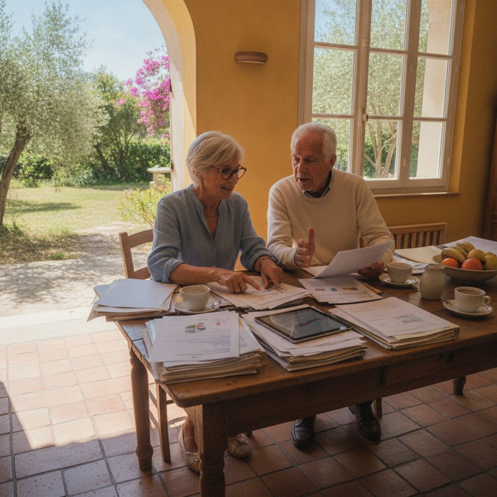 couple de seniors remplissant un dossier d'aide MaPrimeAdapt Aude
