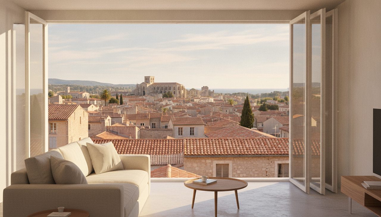 Appartement lumineux à louer à Narbonne avec vue sur les toits de la ville