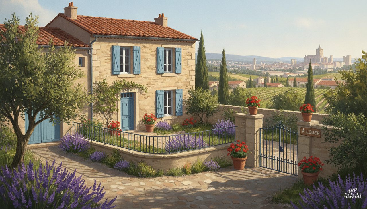 Maison de ville avec petit jardin à louer en périphérie de Narbonne