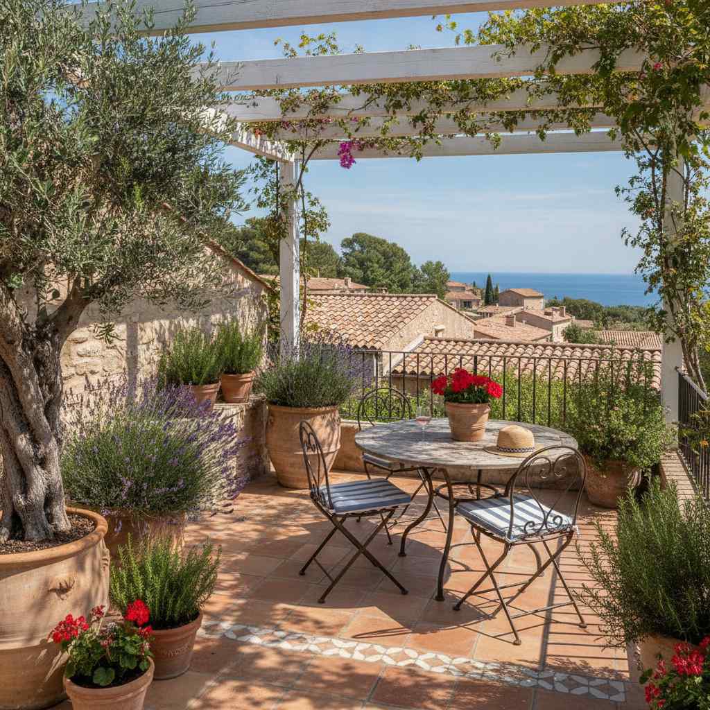 terrasse avec jardin mediterraneen location Narbonne