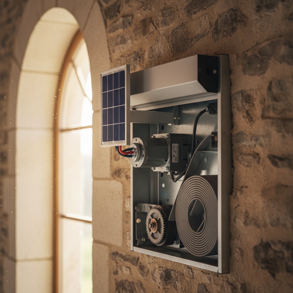 mécanisme volet roulant solaire panneau photovoltaïque intégré