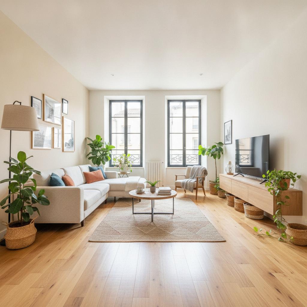 salon lumineux d'une maison en location à Narbonne